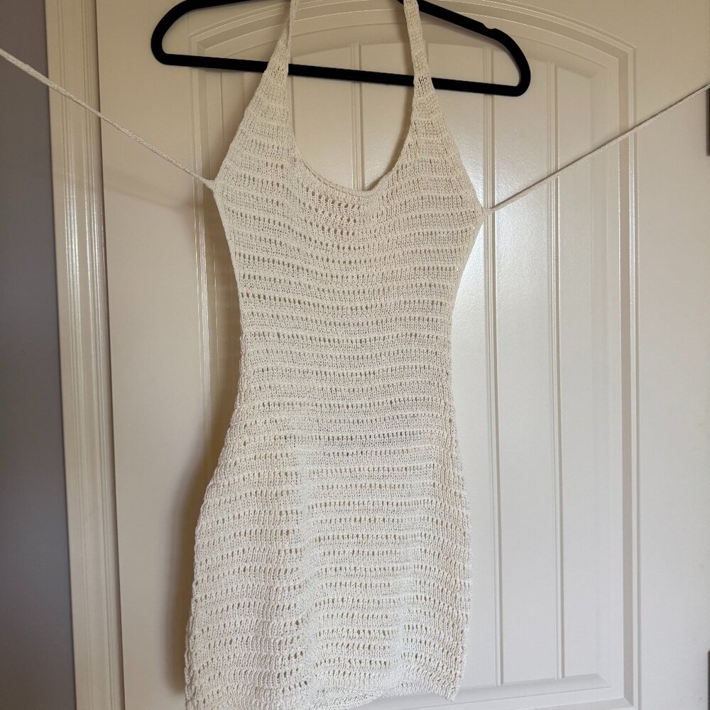 Cream Tie Neck Swimsuit Coverup